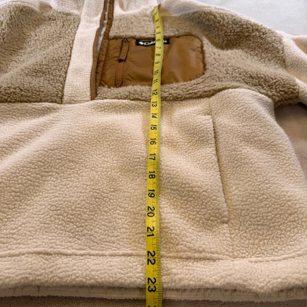 Columbia Neutral Sherpa Fleece Pullover Tan Cream Cozy Outdoor Crop Jacket Sz XL - Picture 7 of 12